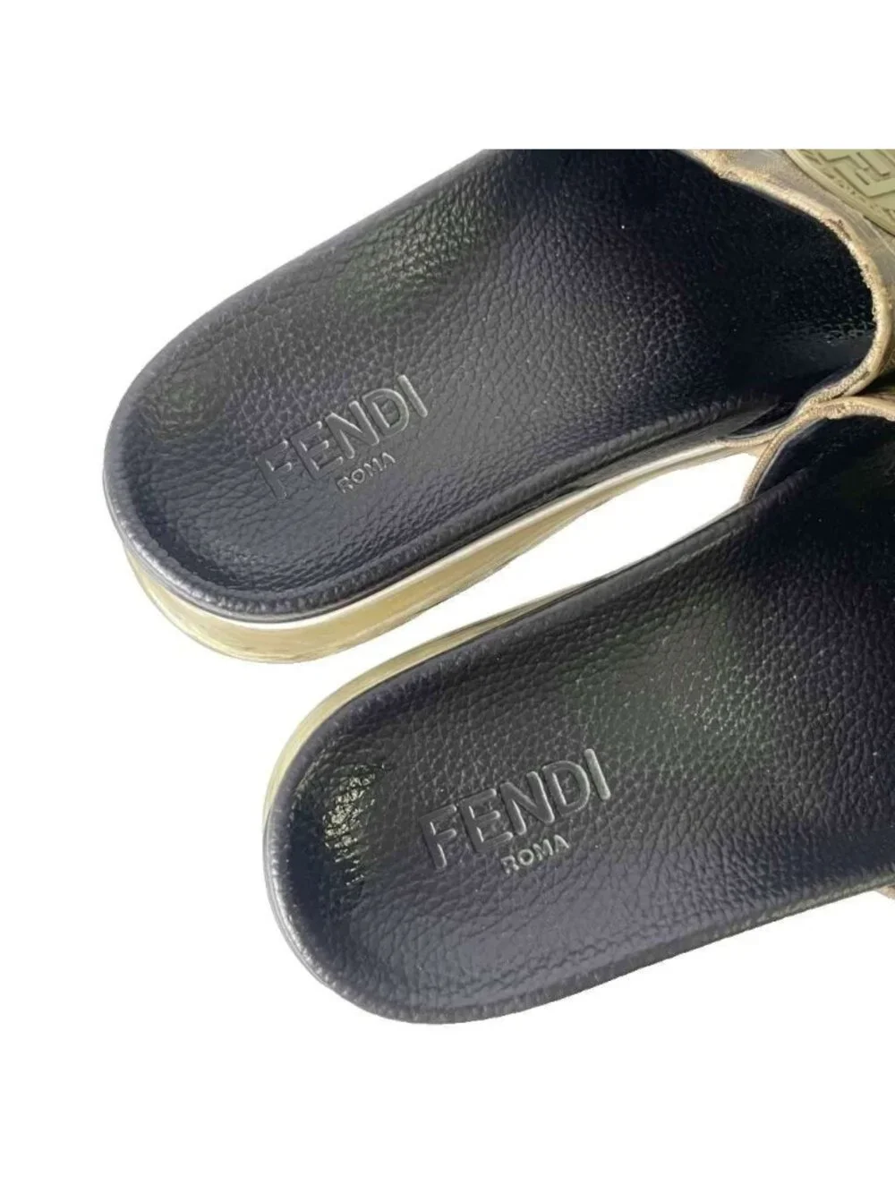 Fendi Slide Sandals Lava Logo Zucca Pattern 8 Brown
